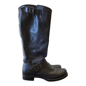 Frye Black Leather Veronica Slouch Moto Boots LNWOT